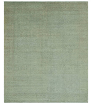 Traditional Turkish Fine Blue And Beige 9.7x12 Hand Knotted Wool Rug