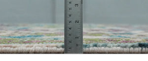 Transitional Hand Knotted Custom Made Green, Aqua, Peach and Purple Wool Rug