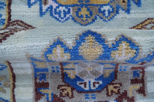 Transitional Silver And Brown Hand Knotted 2.7x10 Wool Rug