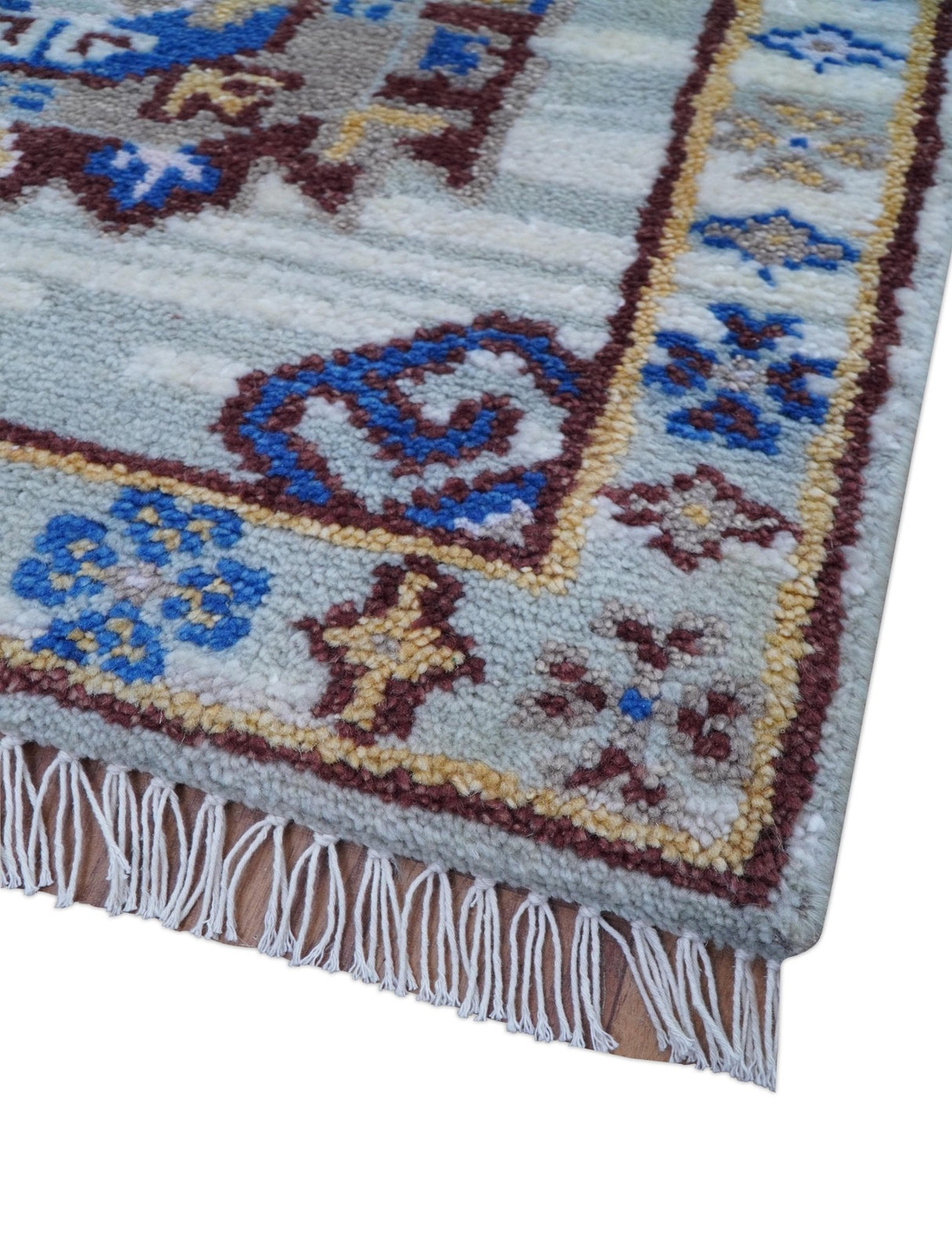 Transitional Silver And Brown Hand Knotted 2.7x10 Wool Rug