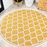 Trebol Moroccan Trellis Textured Indoor/Outdoor Round Area Rug - Tuesday Morning - Area Rugs