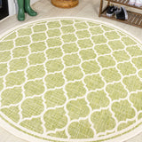 Trebol Moroccan Trellis Textured Indoor/Outdoor Round Area Rug - Tuesday Morning - Area Rugs