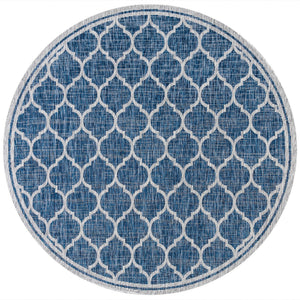 Trebol Moroccan Trellis Textured Weave Indoor/Outdoor Round Area Rug - Tuesday Morning - Area Rugs