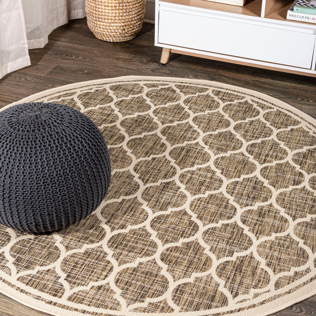 Trebol-Moroccan-Trellis-Textured-Weave-Indoor/Outdoor-Round-Area-Rug-Area-Rugs