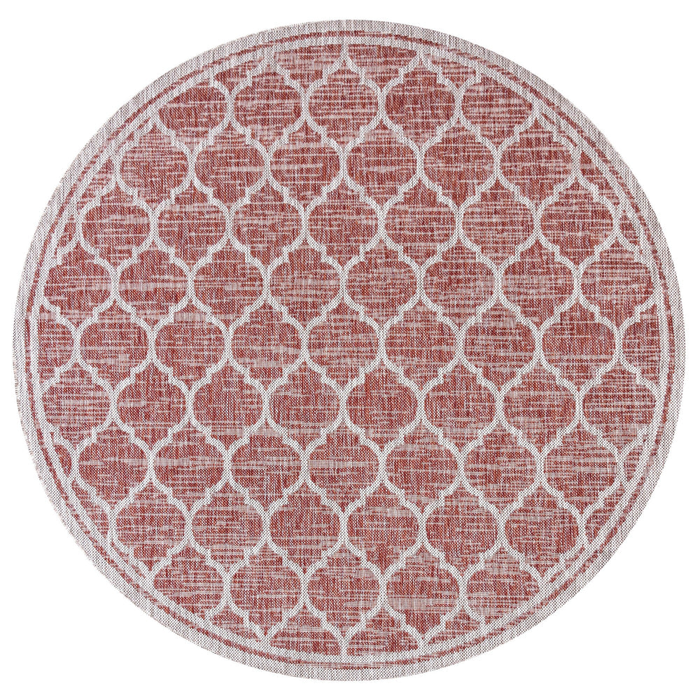 Trebol Moroccan Trellis Textured Weave Indoor/Outdoor Round Area Rug - Tuesday Morning - Area Rugs