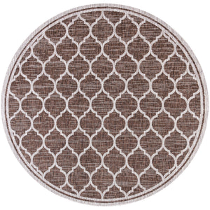 Trebol Moroccan Trellis Textured Weave Indoor/Outdoor Round Area Rug - Tuesday Morning - Area Rugs