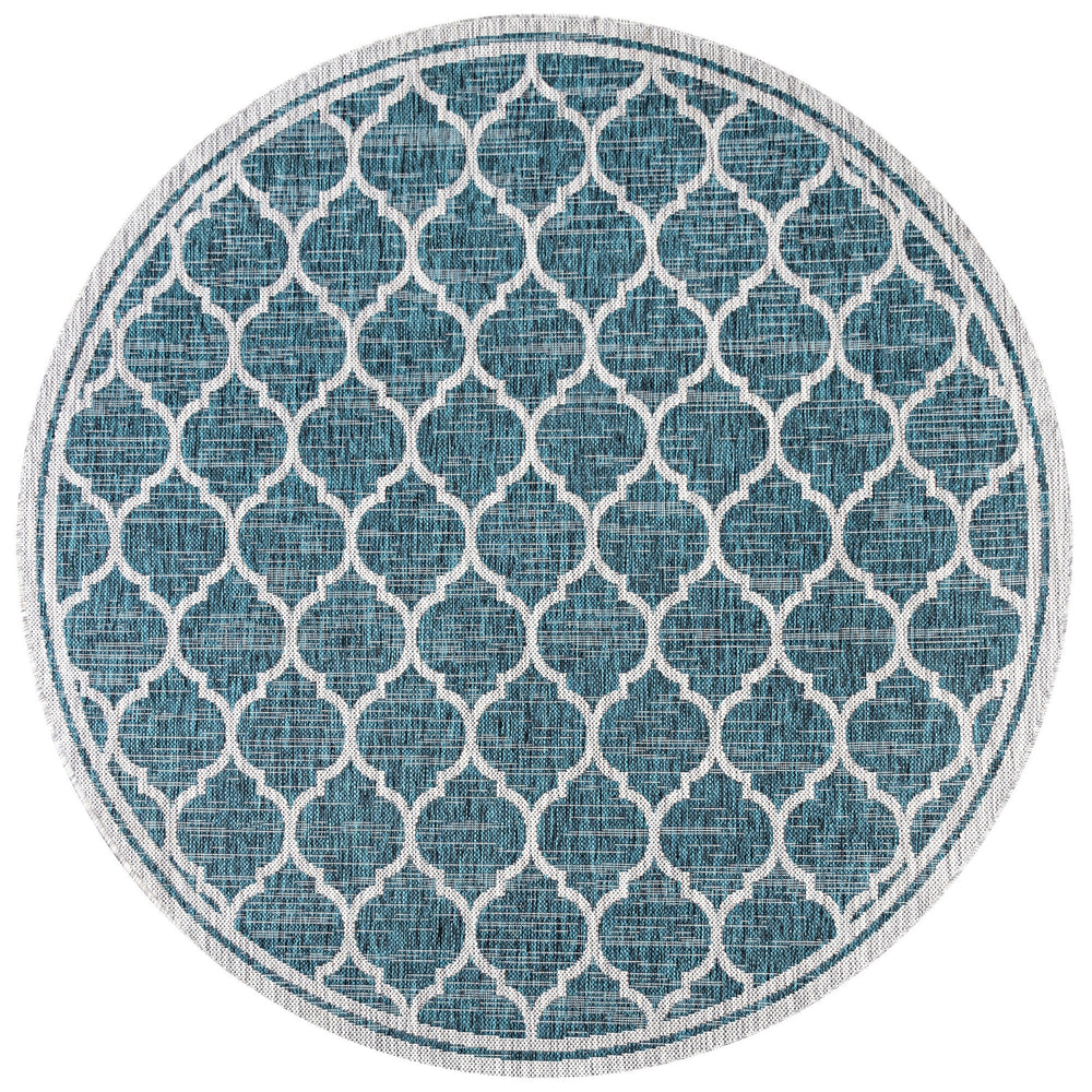 Trebol Moroccan Trellis Textured Weave Indoor/Outdoor Round Area Rug - Tuesday Morning - Area Rugs
