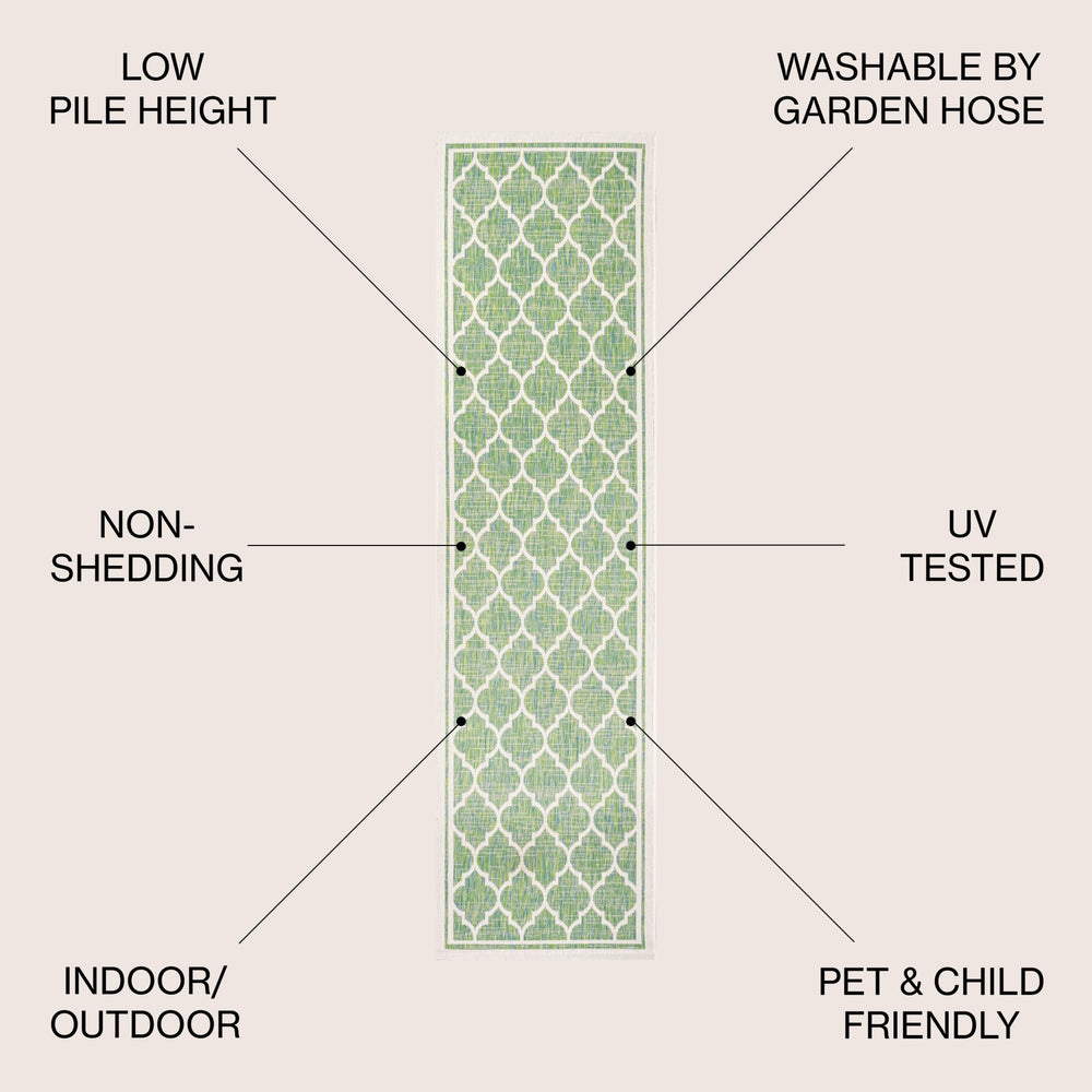 Trebol Moroccan Trellis Textured Weave Indoor/Outdoor Runner Rug - Tuesday Morning - Runner Rugs
