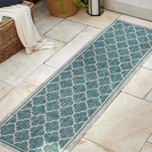 Trebol Moroccan Trellis Textured Weave Indoor/Outdoor Runner Rug - Tuesday Morning - Runner Rugs