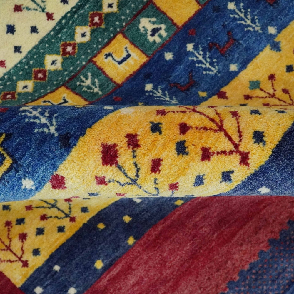 Tree 5x7 Multicolor Red and Blue Hand Knotted Wool Hand Made Lori Rug