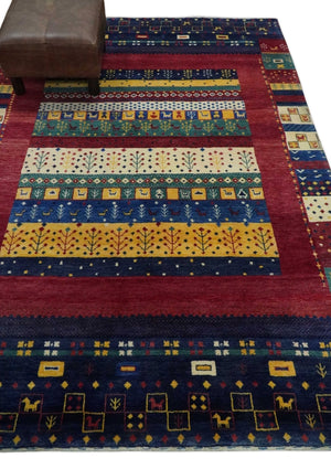 Tree 5x7 Multicolor Red and Blue Hand Knotted Wool Hand Made Lori Rug