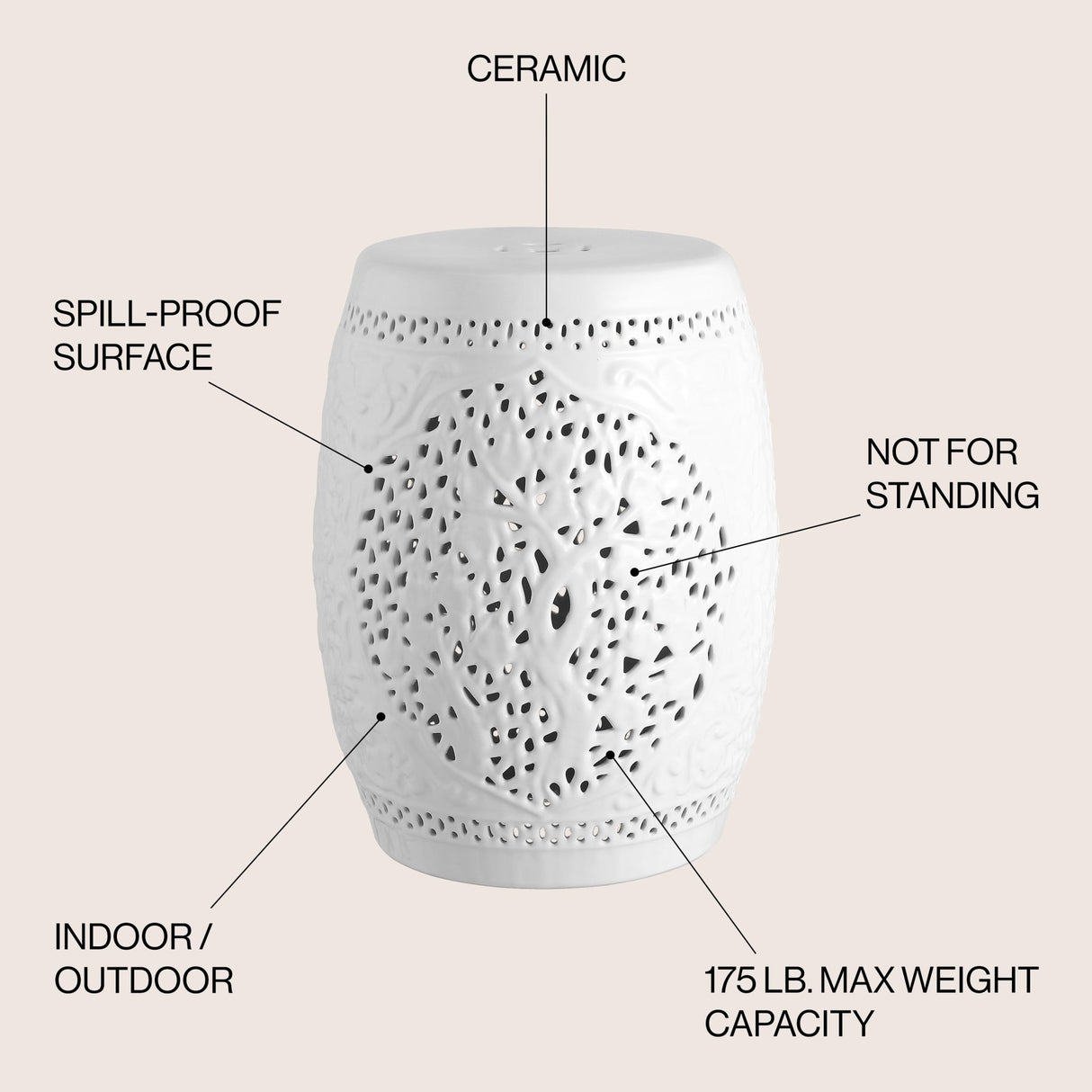 Tree ceramic garden stool - Tuesday Morning - Outdoor Tables