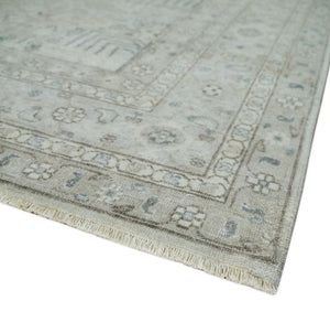 Tree of life Antique Distressed Finished Gray and Silver Low Pile Multi Size wool Area Rug