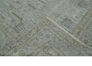 Tree of life Antique Distressed Finished Gray and Silver Low Pile Multi Size wool Area Rug