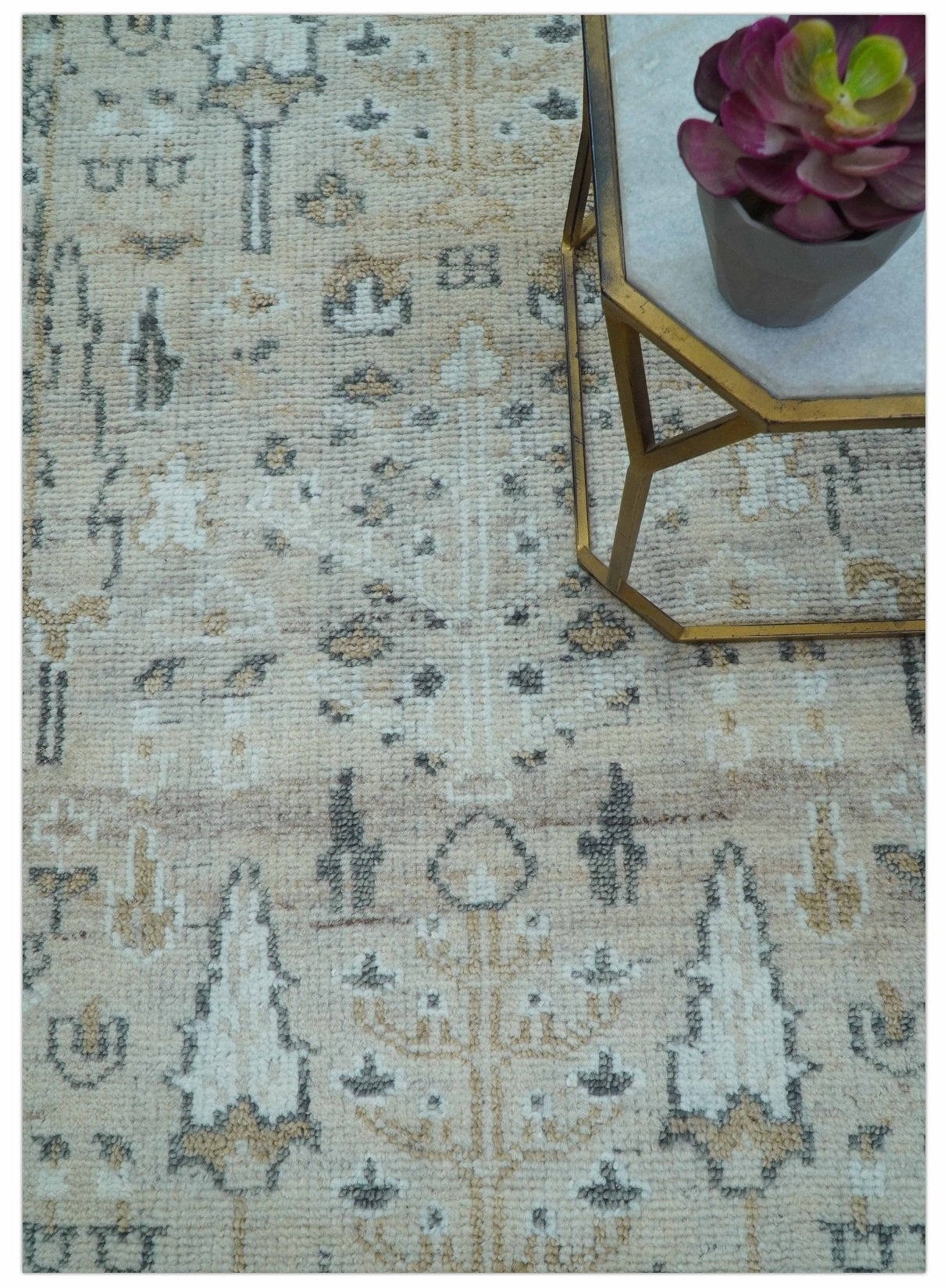 Tree of life Beige Traditional Style Hand knotted 4x6 Wool Area Rug