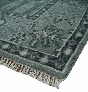 Tree of life Gray, Charcoal and Ivory Hand knotted Traditional Floral 9x12 wool Area Rug