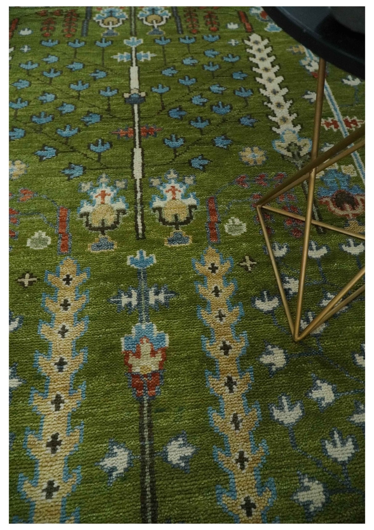 Tree of life Green and Rust Traditional Hand knotted 8x10 wool Area Rug