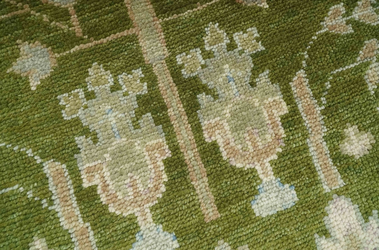 Tree of life Green and Silver Hand Knotted Traditional Floral Custom Made wool rug