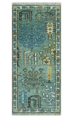 Tree of Life Green Traditional Hand Knotted Turkish Design Multi Size Wool Area Rug