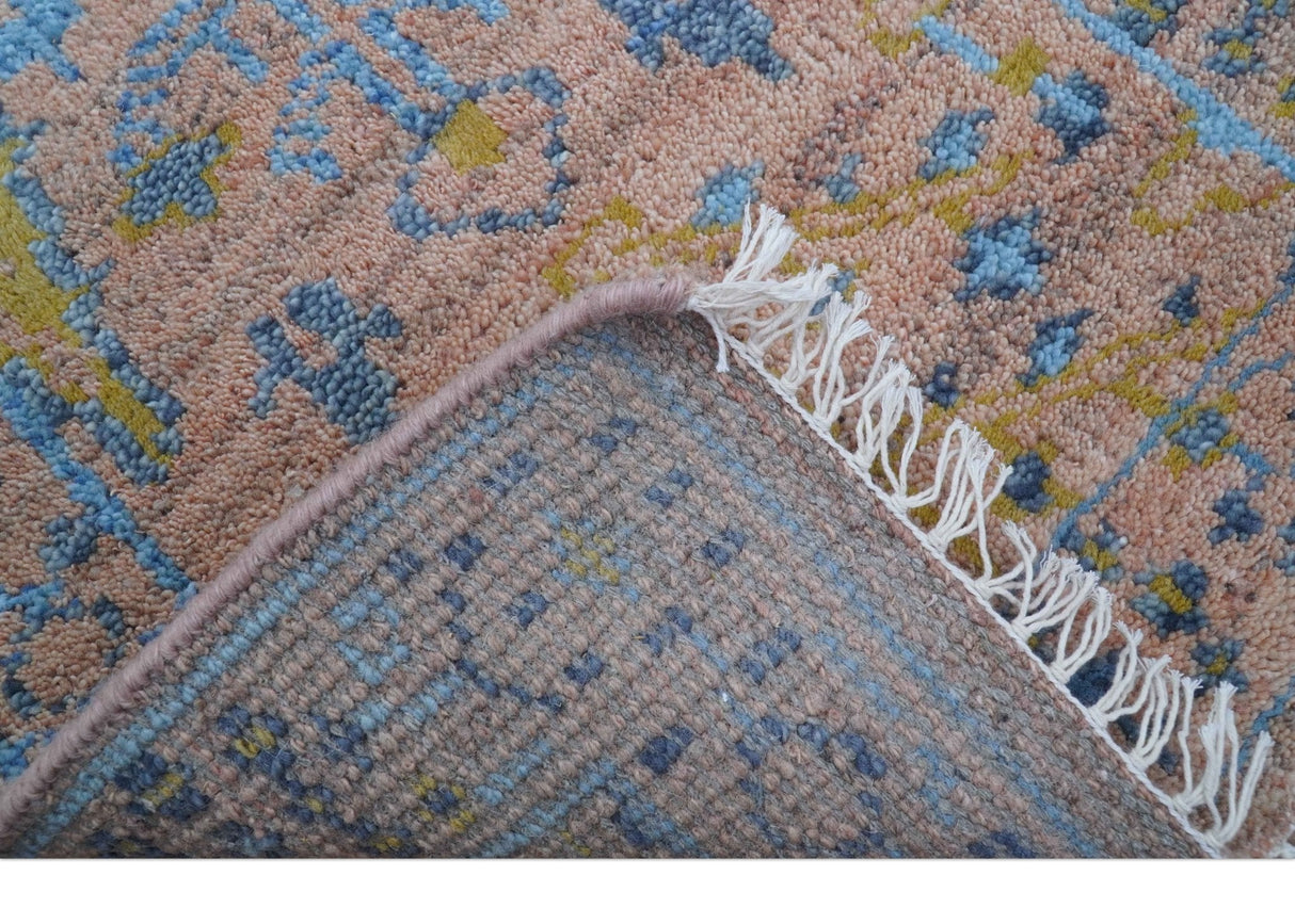 Tree of life Peach And Blue Hand Knotted 2x3 Wool Rug