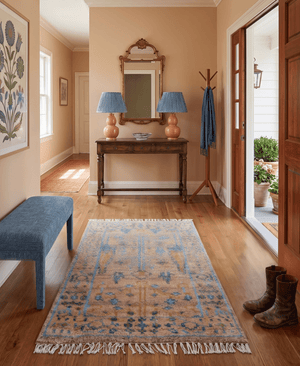 Tree of life Peach And Blue Hand Knotted 2x3 Wool Rug