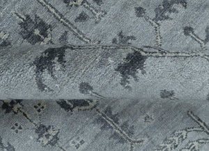 Tree of Life Silver And Gray 6x9 Hand Knotted Bamboo Silk Area Rug