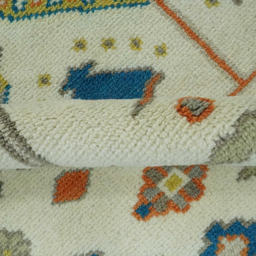 Tree of life Traditional Floral Ivory, Blue and Rust Hand Knotted Multi Size Wool Area Rug