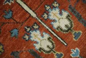 Tree Rug Hand Knotted Rust and Ivory 9x12 Traditional Turkish Design Wool Area Rug