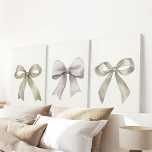Aesthetic Bow Wall Art Set of 3. Neutral Gallery Set