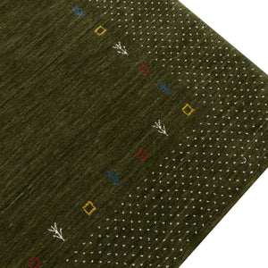 Tribal Border Design Hand Loomed Wool Area Rug
