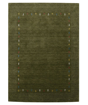 Tribal Border Design Hand Loomed Wool Area Rug