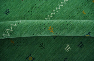 Tribal Design Green Custom Made Traditional Hand loom Wool Area Rug