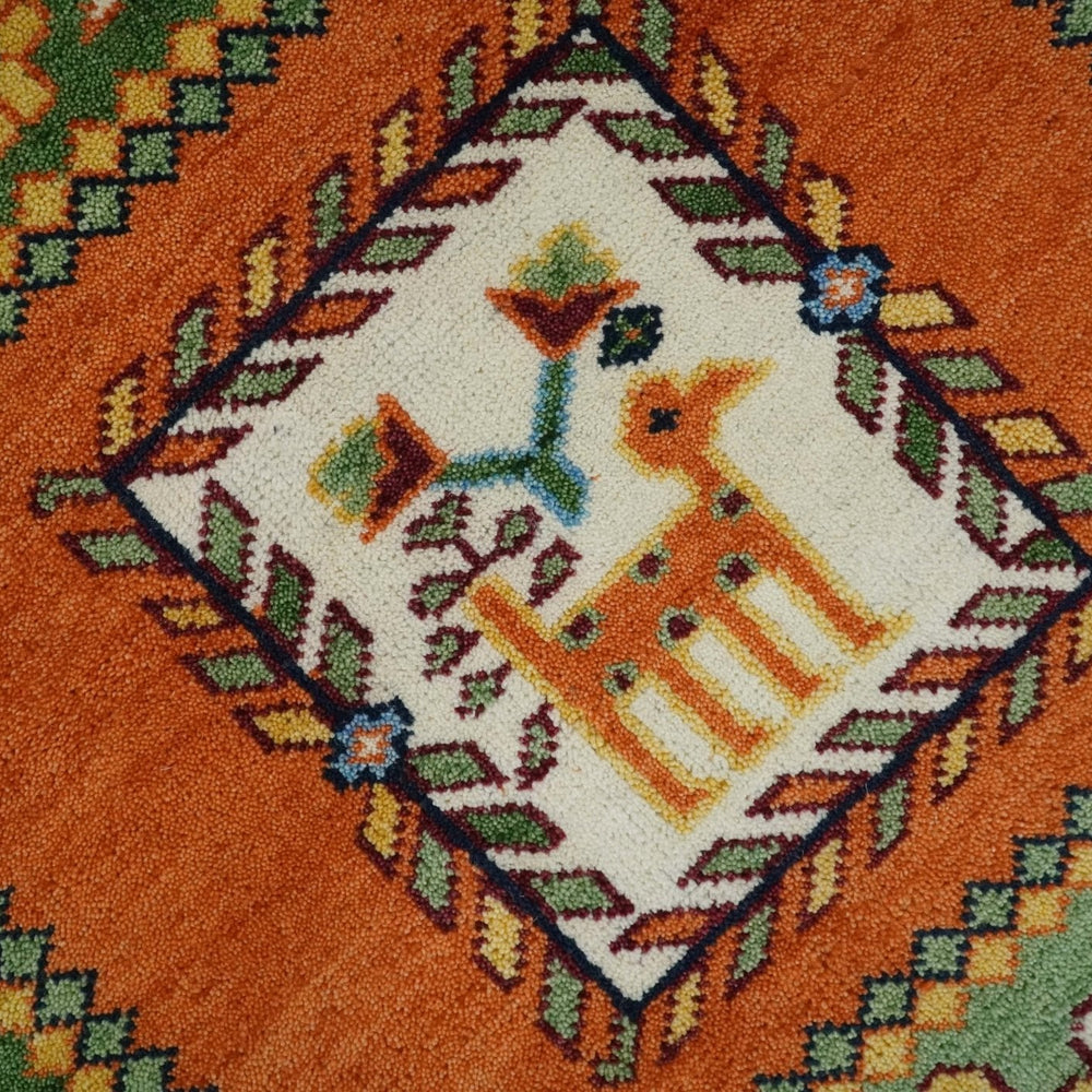 Tribal Gabbeh Rust, Ivory, Green and Beige Hand knotted Multi Size Antique Look Traditional Wool Area Rug