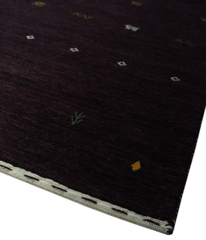 Tribal look Dark Purple Traditional Hand loom 4.6x7 Wool Area Rug