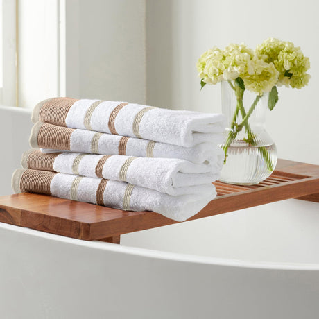 Decorative cotton stripe bath towel set - noelle collection