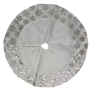 Tabletop Tree Skirts With Sequined Snowflake Border - White