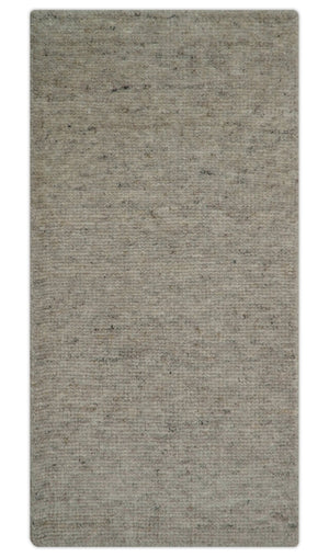 Tulu Modern Solid Beige Hand Knotted Wool Area Rug