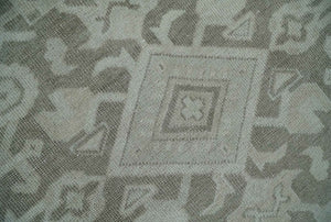 Turkish Design Brown and Ivory 8x10 Hand Knotted Antique Style Traditional Low Pile Wool Rug