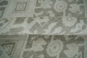 Turkish Design Brown and Ivory 8x10 Hand Knotted Antique Style Traditional Low Pile Wool Rug