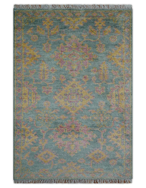 Turkish Design Pink Hand Knotted 4x6 Wool Area Rug