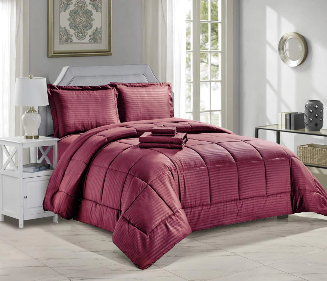 Home essentials  8 piece embossed stripe bed in a bag