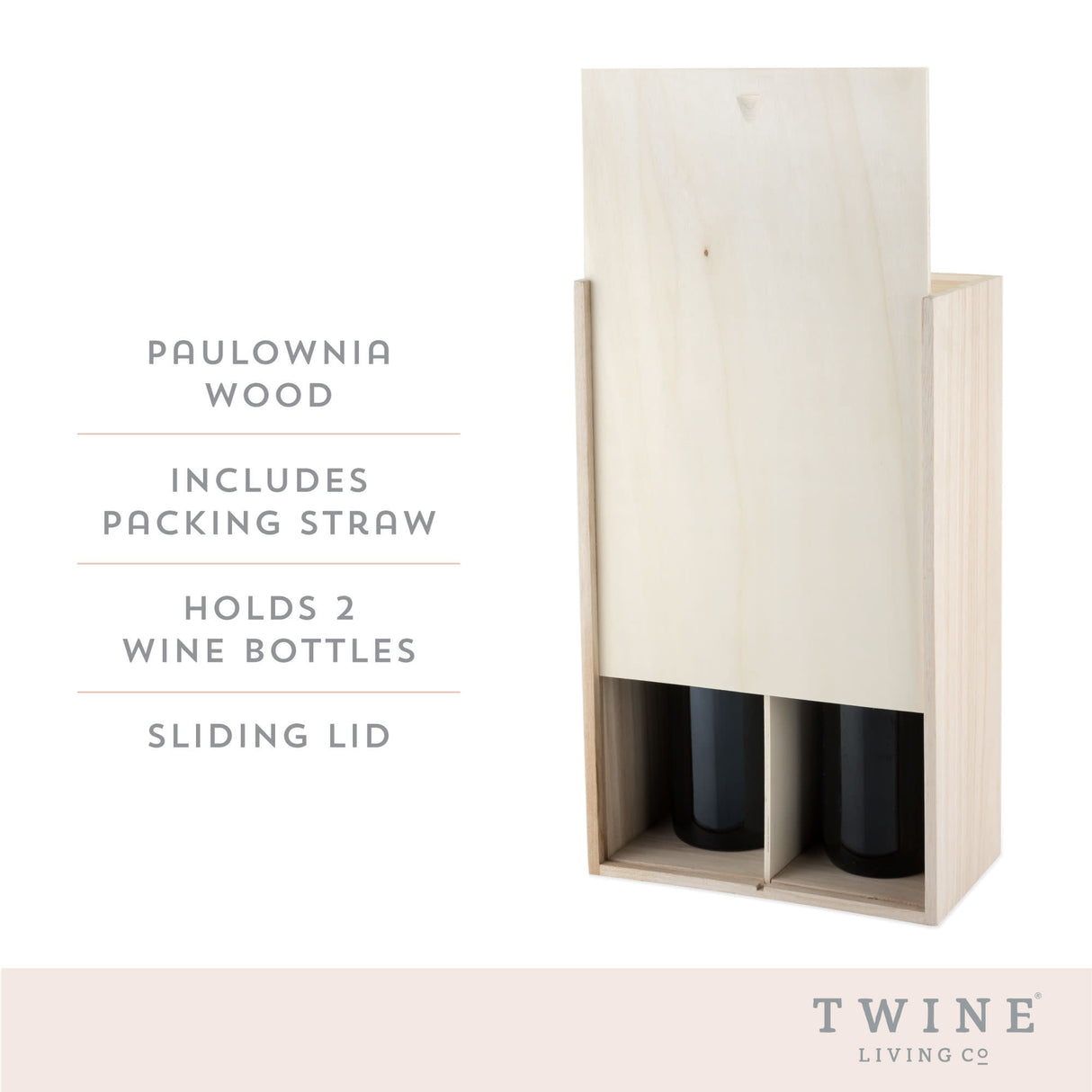 2-bottle paulownia wood wine box by twine®