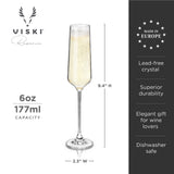 Reserve inez crystal flute glasses by viski (set of 4)
