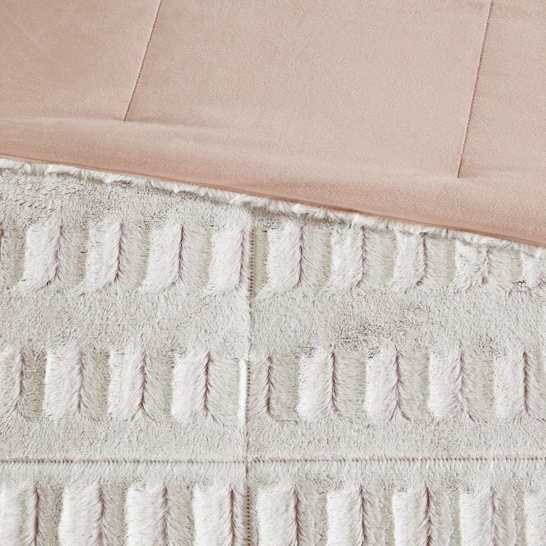 Twin/twin xl back print long fur comforter mini set - Tuesday Morning - Quilts & Comforters
