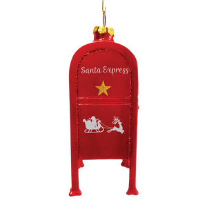Letters For Santa Mailbox Glass Christmas Ornament