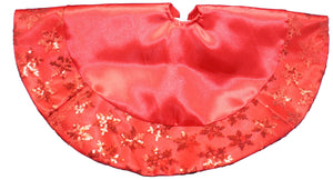 Tabletop Tree Skirts With Sequined Snowflake Border - Red
