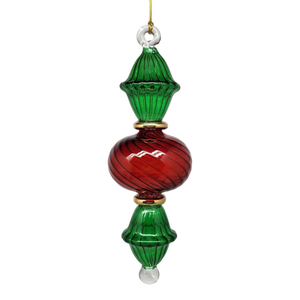 Egyptian Glass Two Tone Scalloped Ball Ornament