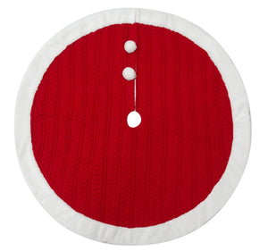 Red Cableknit Sweater Treeskirt - 48 Inch