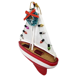 Festive Sailboat Hanging Ornament -