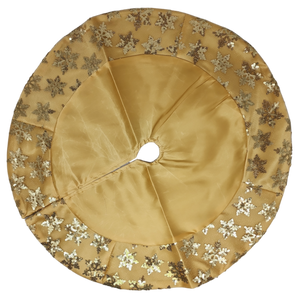 Tabletop Tree Skirts With Sequined Snowflake Border - Gold